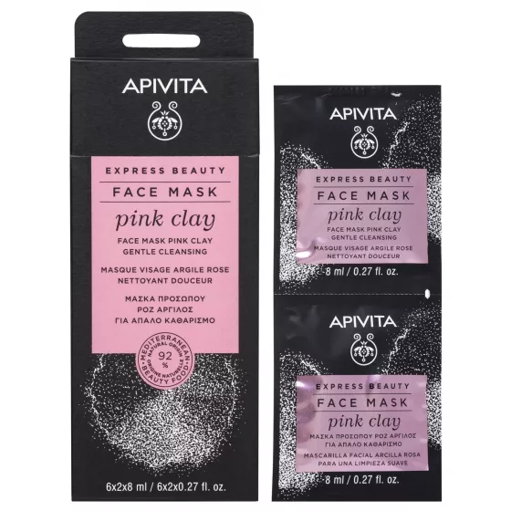Apivita Express Beauty Máscara Limpeza Suave de Argila Rosa 2x8ml