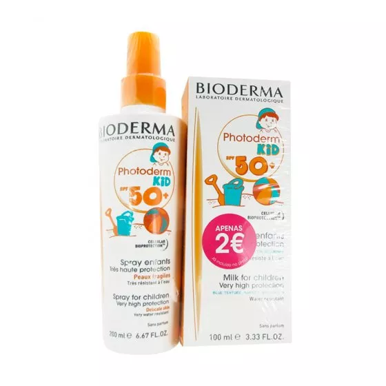 Bioderma Photoderm Kid SPF50+ Spray 200 ml + Bioderma Photoderm Kid SPF50+ Leite 100 ml com Preço especial de 2€