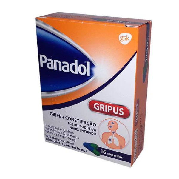 Panadol Gripus , 500 mg + 6.1 mg + 100 mg Blister 16 Unidade(s) Caps