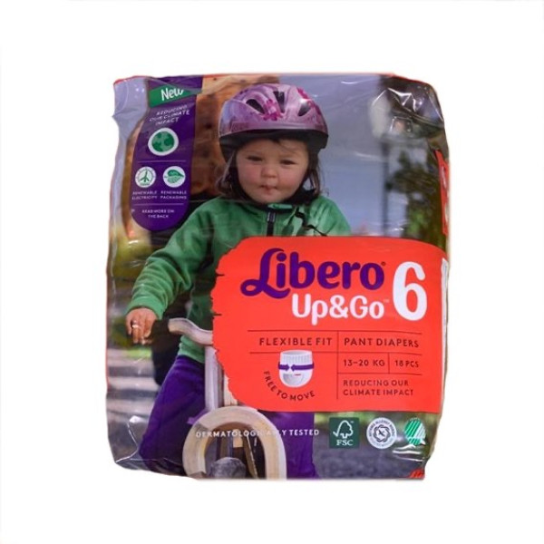 Libero Up Go Fraldas Cueca Tamanho 6 13-20Kg x18
