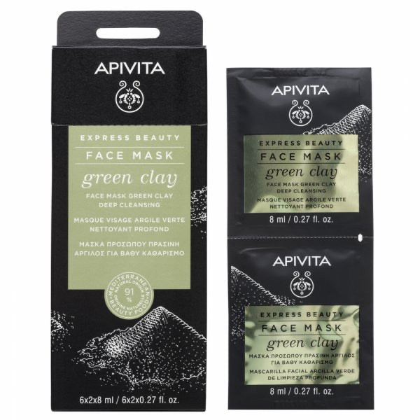 Apivita Express Beauty Máscara Limpeza Argila Verde 8ml x2