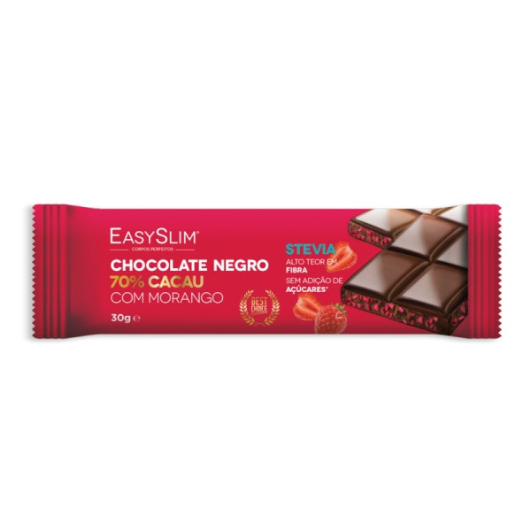 EasySlim Chocolate Negro 70% Cacau com Morango 30g