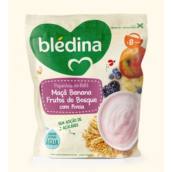 Blédina Papinhas do Bebé Láctea Maçã Banana Frutos do Bosque Aveia 200g 8m+