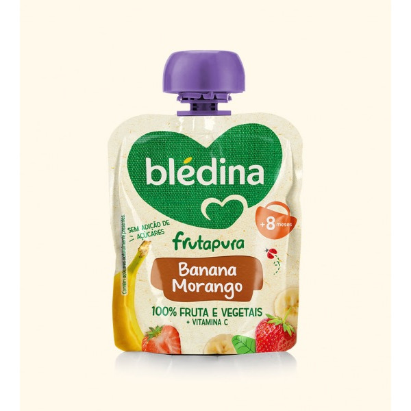Bledina Frutapura Saquetas Banana Morangos 85g +8m