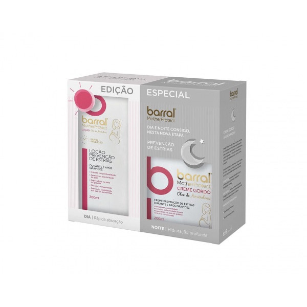 Barral MotherProtect Creme Gordo Óleo Amêndoas 200ml + Loção Prevenção Estrias Óleo Amêndoas 200ml