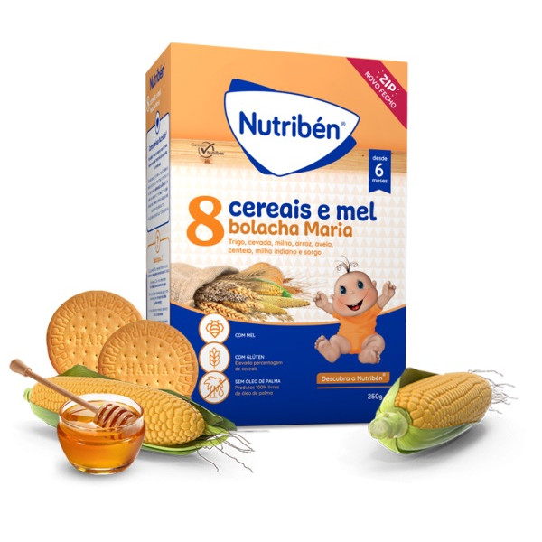Nutriben Farinhas 8 Cereais, Mel & Bolacha Maria 250g