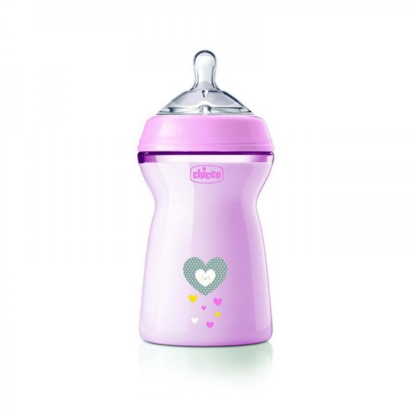 Chicco Biberão Natural Feeling Silicone Rosa 330ml 6M+