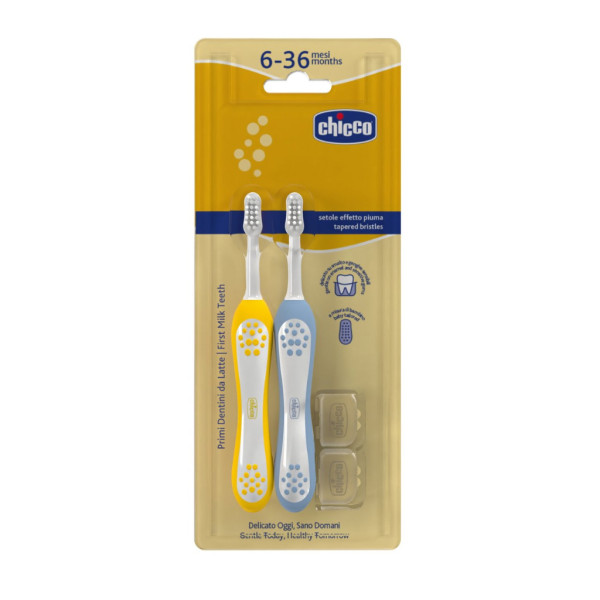 Chicco Escova Dentes Azul 6-36M (Pack Duplo)