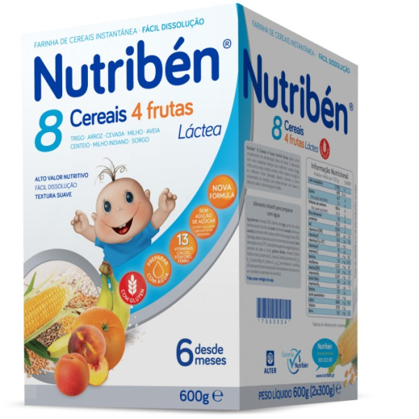 Nutriben Farinhas 8 Cereais &4  Frut Láctea 300g x2