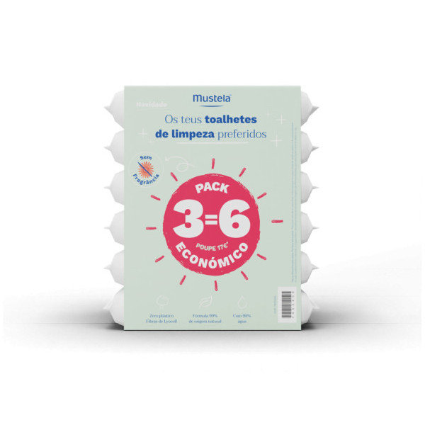 Mustela Bebé Toalhitas de Limpeza Sem Perfume 3=6