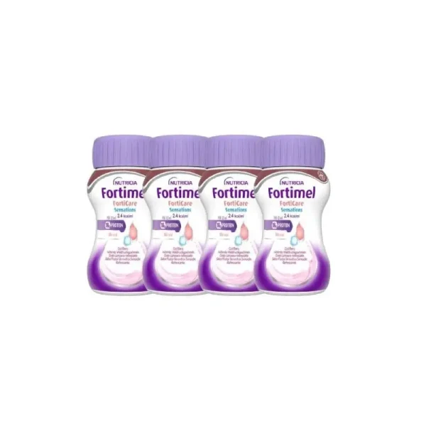Fortimel FortiCare Sensations Solução oral, 4 Garrafa 125ml 6A+ Frutos Vermelhos Sensação Refrescante