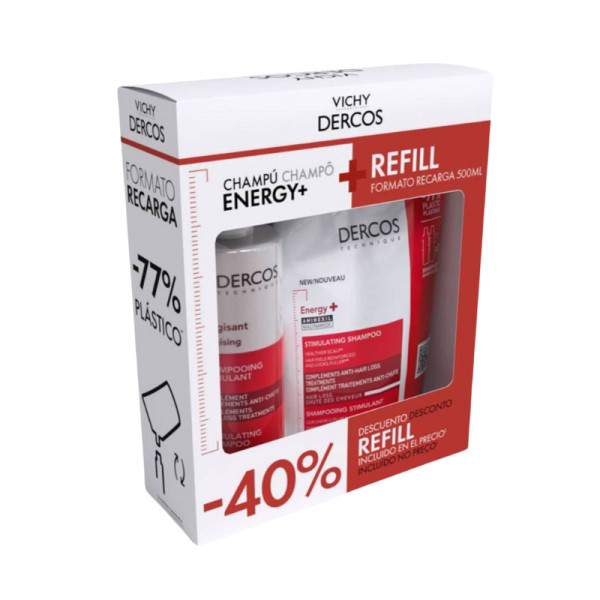 Dercos Pack Champô Energy+ Estimulante 400ml + Recarga 500ml | Preço Especial