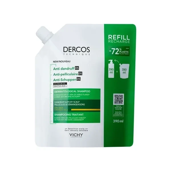 Dercos Recarga Champô Anticaspa DS Cabelo Seco 390ml