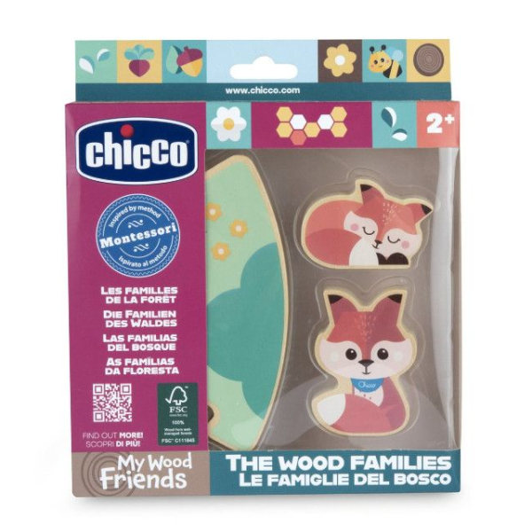 Chicco Brinquedo Playset My Wood Friends Raposas Pai e Filha 2A+