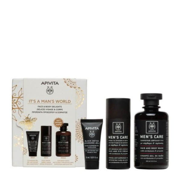 Apivita Homem Creme Rugas 50ml + Gel Limpeza 50 ml + Oferta Champô/Gel Banho 250ml
