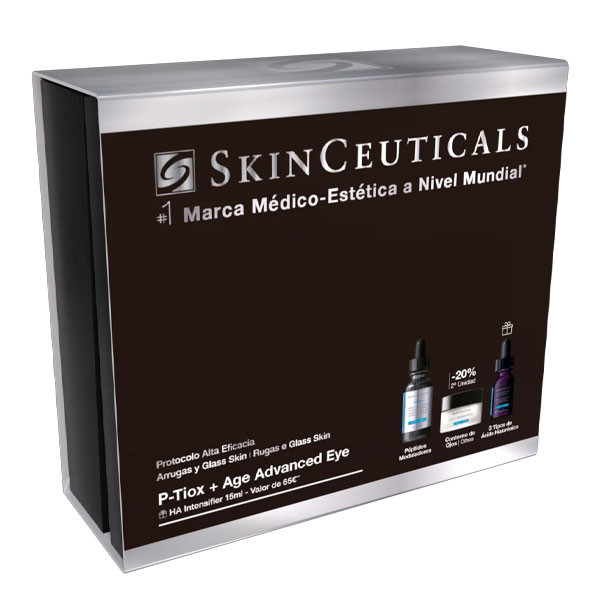 Skinceuticals Coffret Rugas & GlasSkin P-Tiox Sérum 30ml + A.G.E. Advanced Eye 15ml + Oferta HA Intensifier Multi-Glycan 15ml