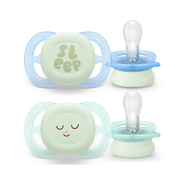Philips Avent Ultra Start Chupeta Noturna Azul e Verde 0-2M | Brilha no Escuro
