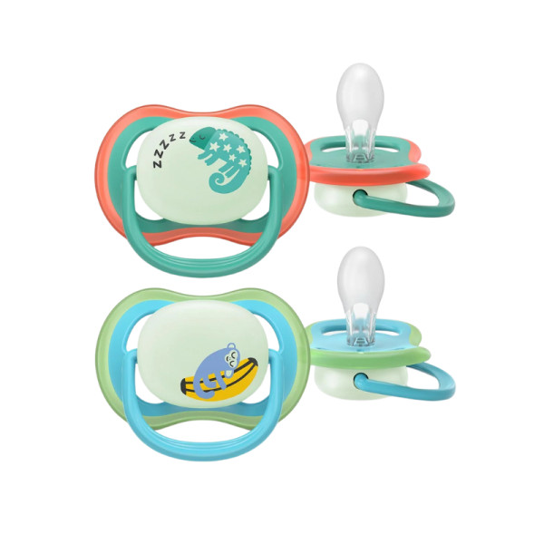 Philips Avent Ultra Air Chupeta Noturna Camaleão e Macaco 6-18m+ | Brilha no Escuro