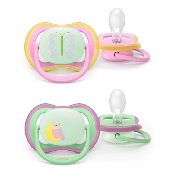 Philips Avent Ultra Air Chupeta Noturna Borboleta e Tucano 6-18m+ | Brilha no Escuro