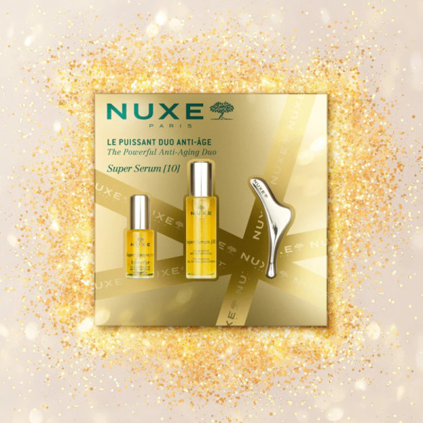 Nuxe Coffret Super Serum [10] 2025 | Duo Anti-Idade para Rosto e Olhos com Massajador
