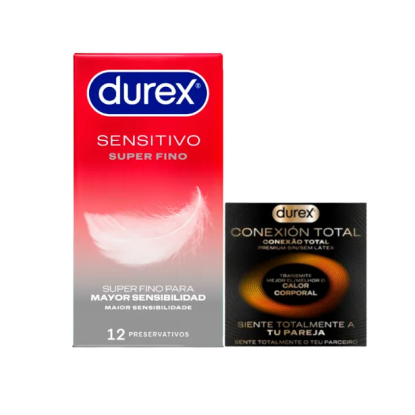 Durex Pack Sensitivo Contacto Total 12un + 3Grátis Conexão Total